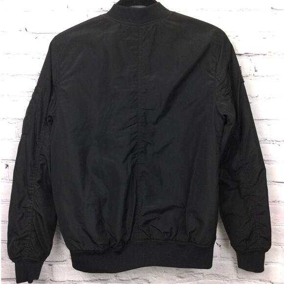 H&M Nasa Logo American Flag Patch Black Quilted Bomber Flight Jacket Kids 12/14 - Picture 3 of 13